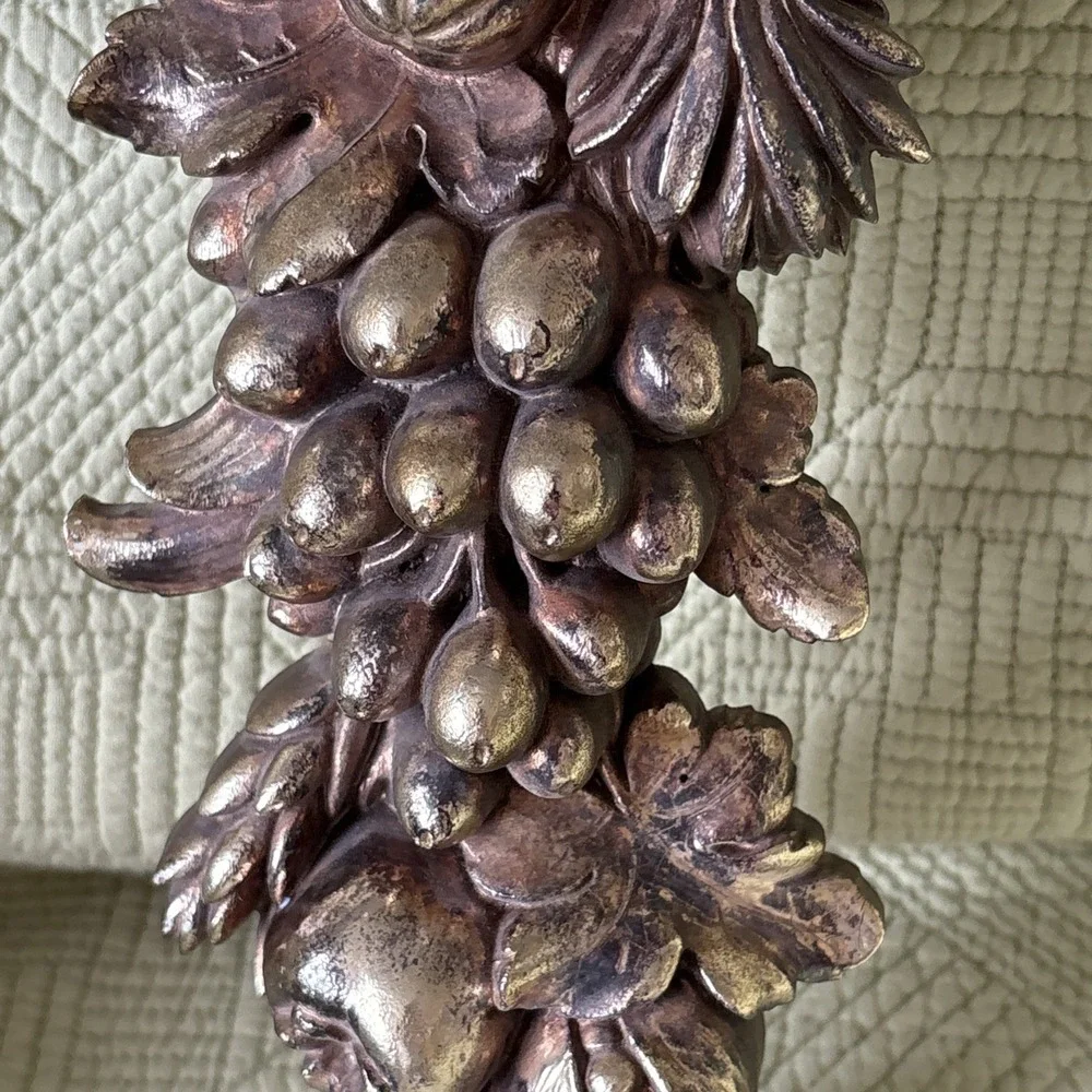 Vintage Syroco Gold Fruit Foliage Wall Plaque 16.25
